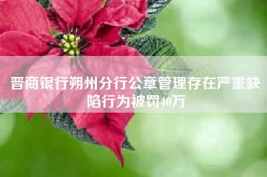 晋商银行朔州分行公章管理存在严重缺陷行为被罚40万